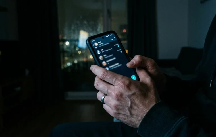 Homme tenant son smartphone la nuit — briser le silence radio et le blocage WhatsApp